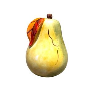 Pear Pepper Shaker Yellow With Red And Orange  Leaf Vintage Fall Farm Table‎